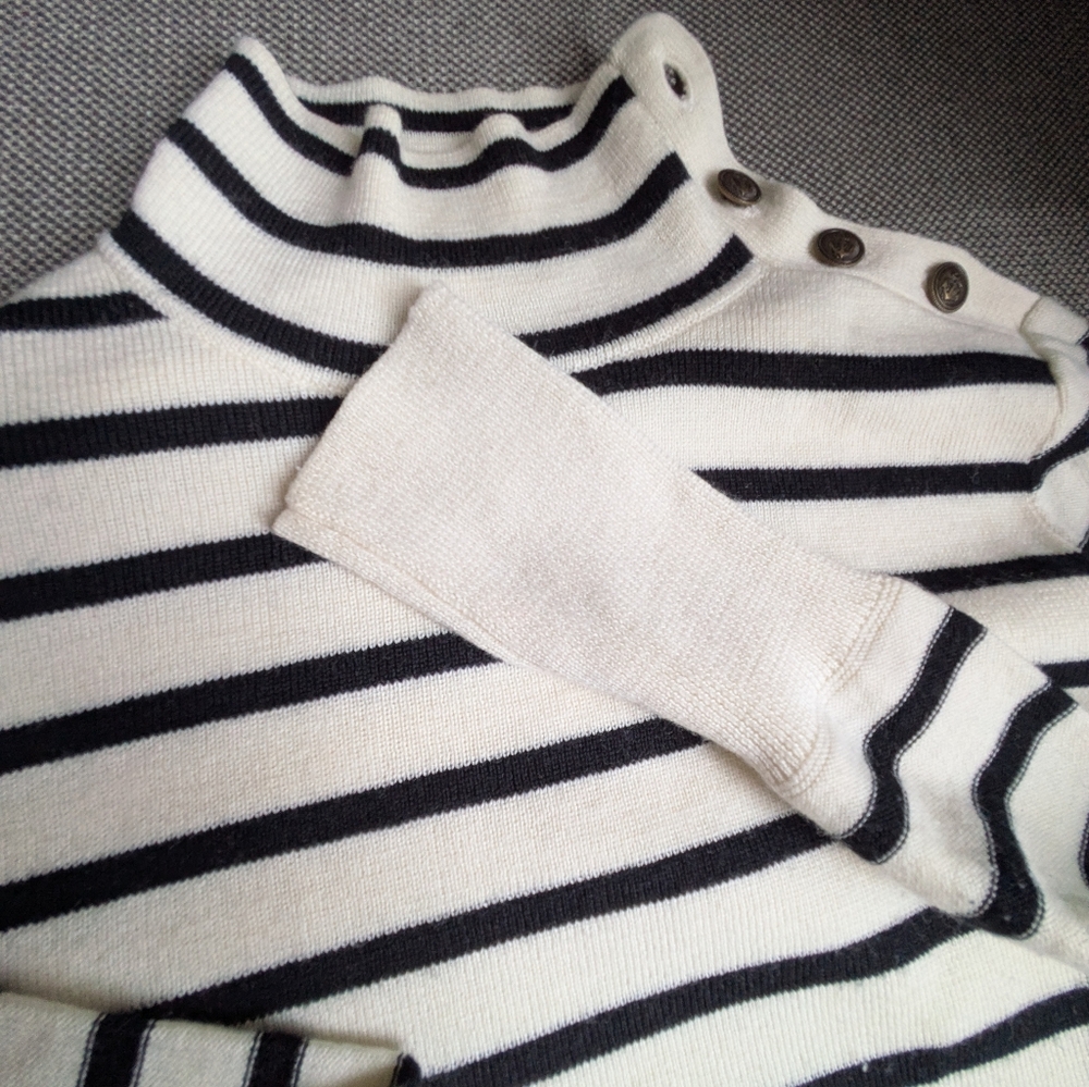 J. Crew Black and White Striped Turtleneck Sweater - Picture 5 of 6